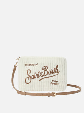 Parisienne Wool Rib Crossbody Bag aus weißem, geripptem Wollmischgewebe