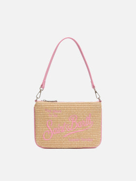 Beige Parisienne Straw mini pouch bag - MC2 Saint Barth