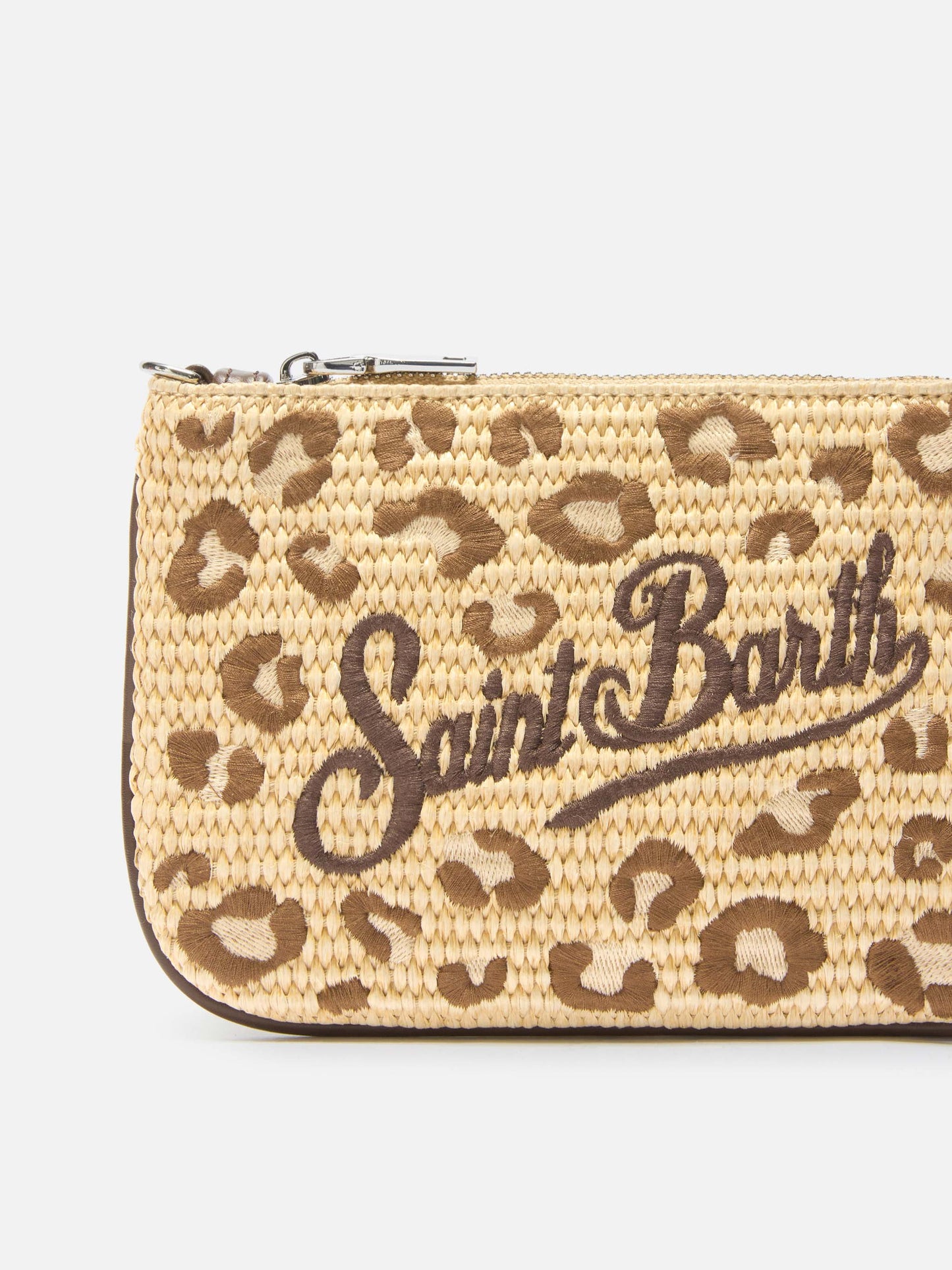 Mini Parisienne embroidered leopard pouch with removable shoulder strap