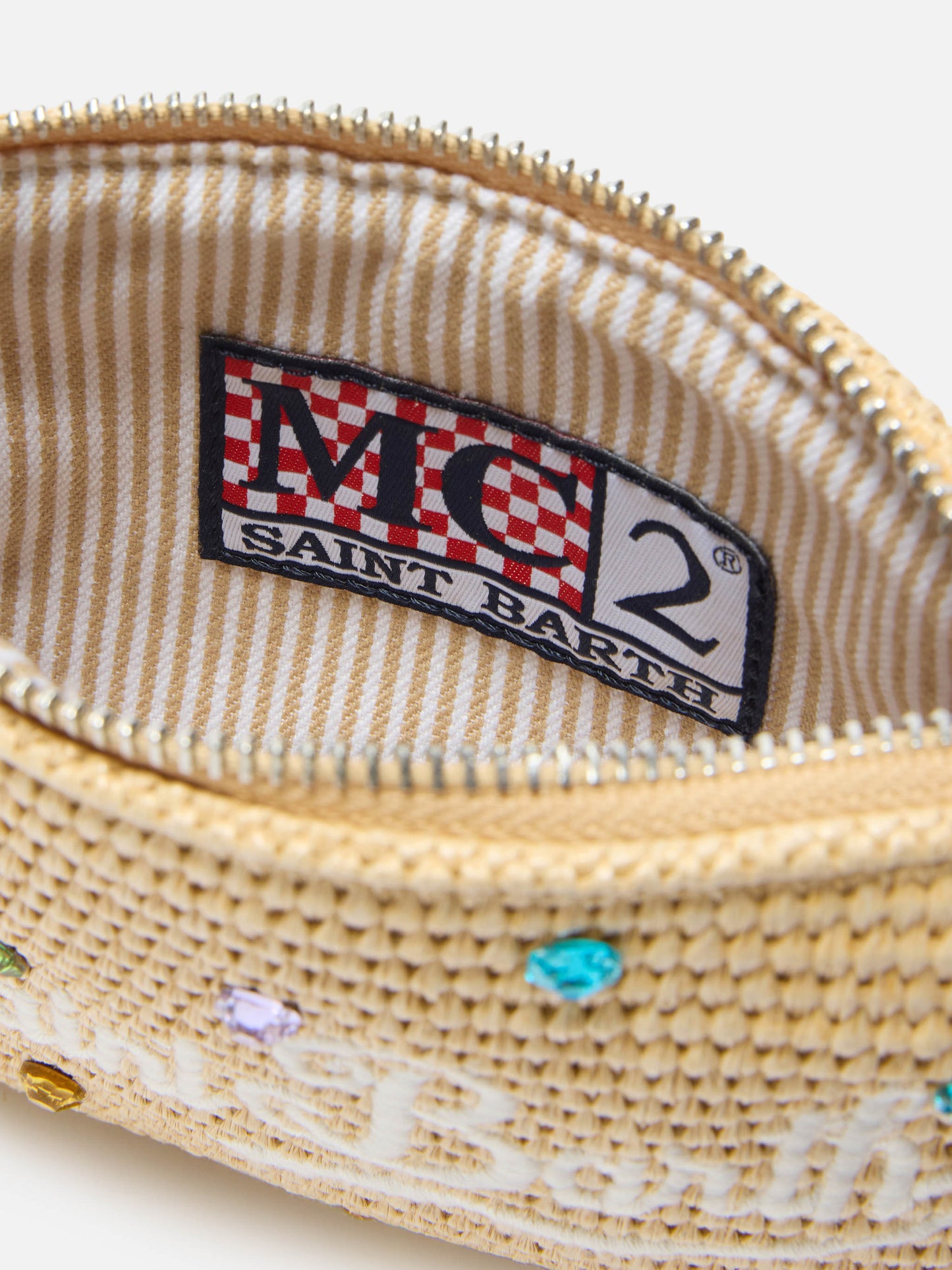 Mini Parisienne pouch with removable shoulder strap and multicolor rhinestones