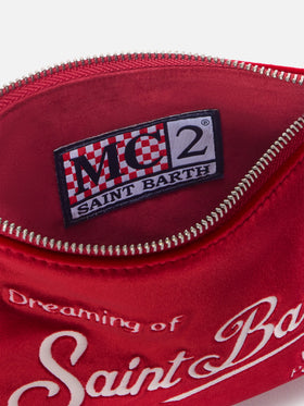Bolso de hombro Bordeaux Mini Parisienne de terciopelo con bordado del logotipo 