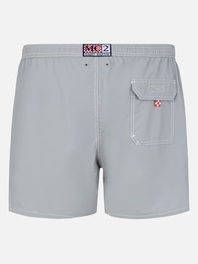 Grey mid-length classic light swim shorts Patmos - MC2 Saint Barth