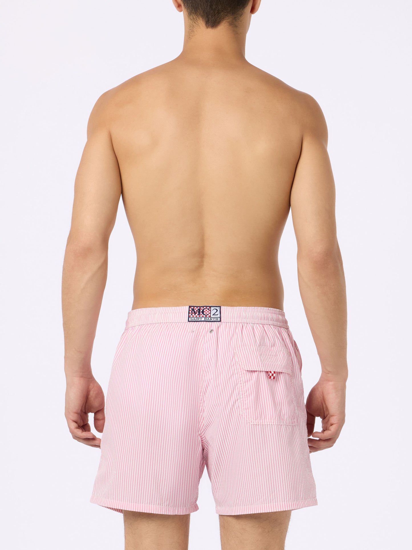Costume Patmos in seersucker a righe multicolor