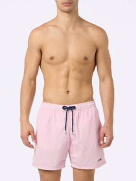 Seersucker pink striped classic light swim shorts Patmos - MC2 Saint Barth