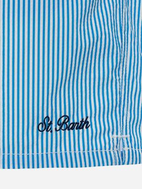 Seersucker bluette striped classic light swim shorts Patmos - MC2 Saint Barth