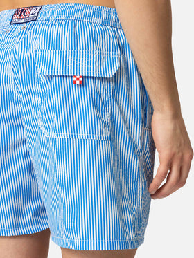 Seersucker bluette striped classic light swim shorts Patmos - MC2 Saint Barth