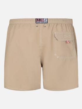 Beige mid-length classic light swim shorts Patmos - MC2 Saint Barth