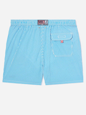 Patmos seersucker striped swim shorts in bluette and white