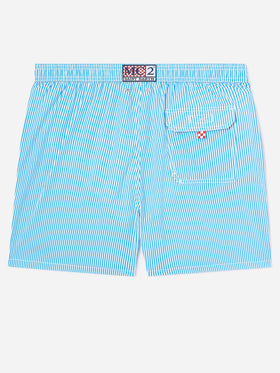 Bañador shorts de seersucker a rayas Patmos en bluette y blanco 