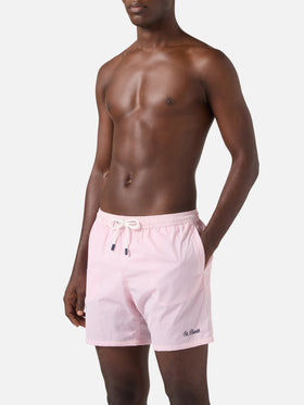 Patmos seersucker striped swim shorts in pink and white
