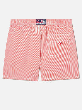 Costume mare Patmos in seersucker rigato rosso e bianco