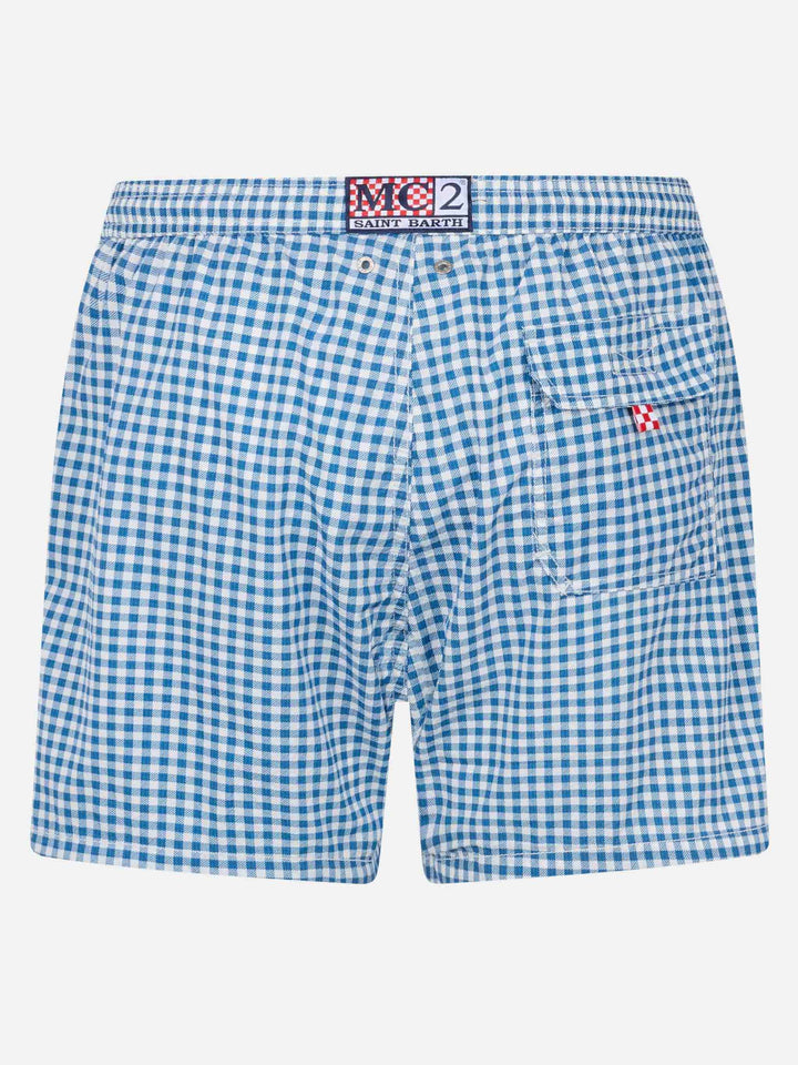 Seersucker-Gingham-Badeshorts, klassisch, leicht, Patmos