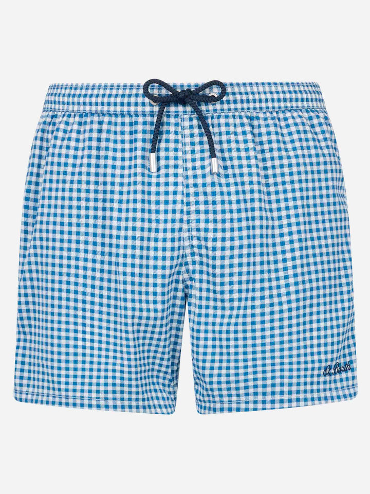 Seersucker-Gingham-Badeshorts, klassisch, leicht, Patmos