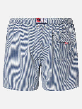 Costume classico leggero Patmos in seersucker a righe blu