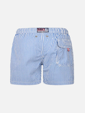 Boy seersucker striped mid-length swim shorts Patmos Jr - MC2 Saint Barth