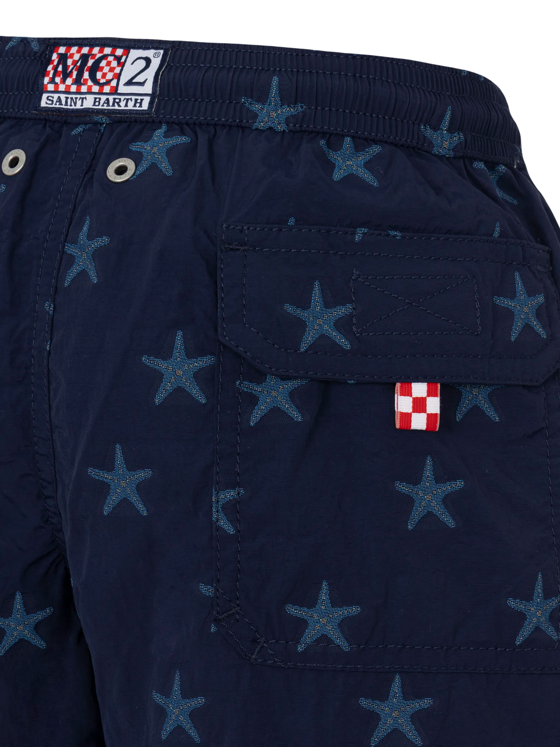 Patmos Jr mid-length swim shorts with seastar jacquard - MC2 Saint Barth