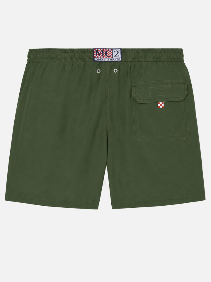 Vintage militärgrüne mittellange Badeshorts Patmos Used