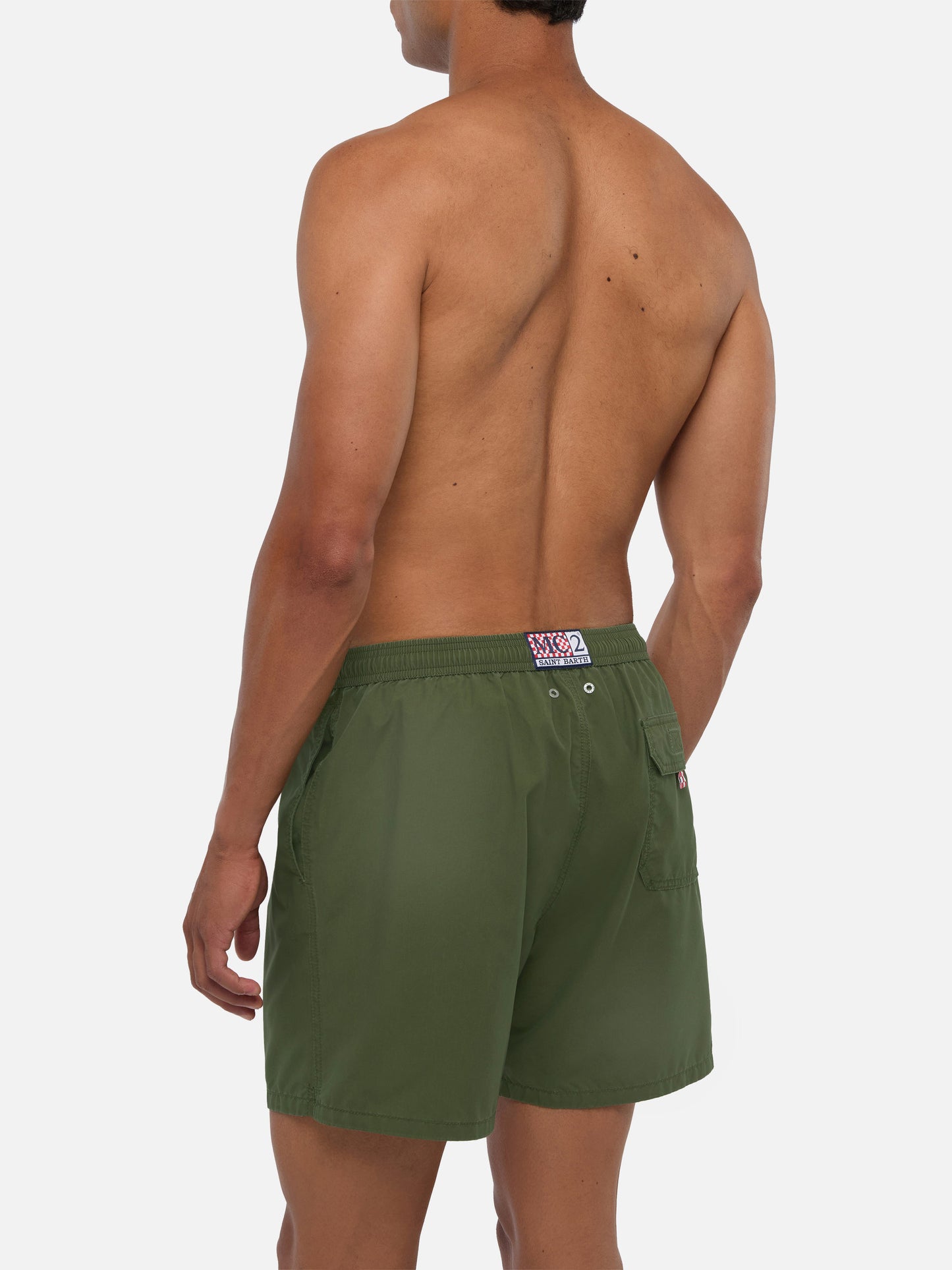 Vintage militärgrüne mittellange Badeshorts Patmos Used