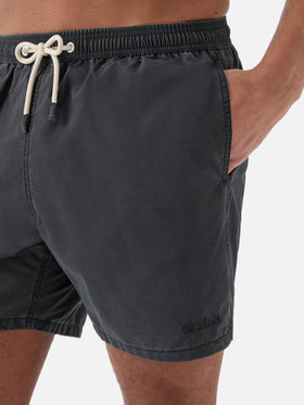 Costume mare Patmos nero con effetto used e ricamo logo