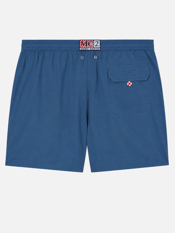 Patmos Badeshorts in Dusty mit Used-Effekt und Logo-Stickerei 