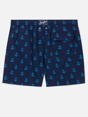 Costume mare Patmos blu con stampa ancore all-over