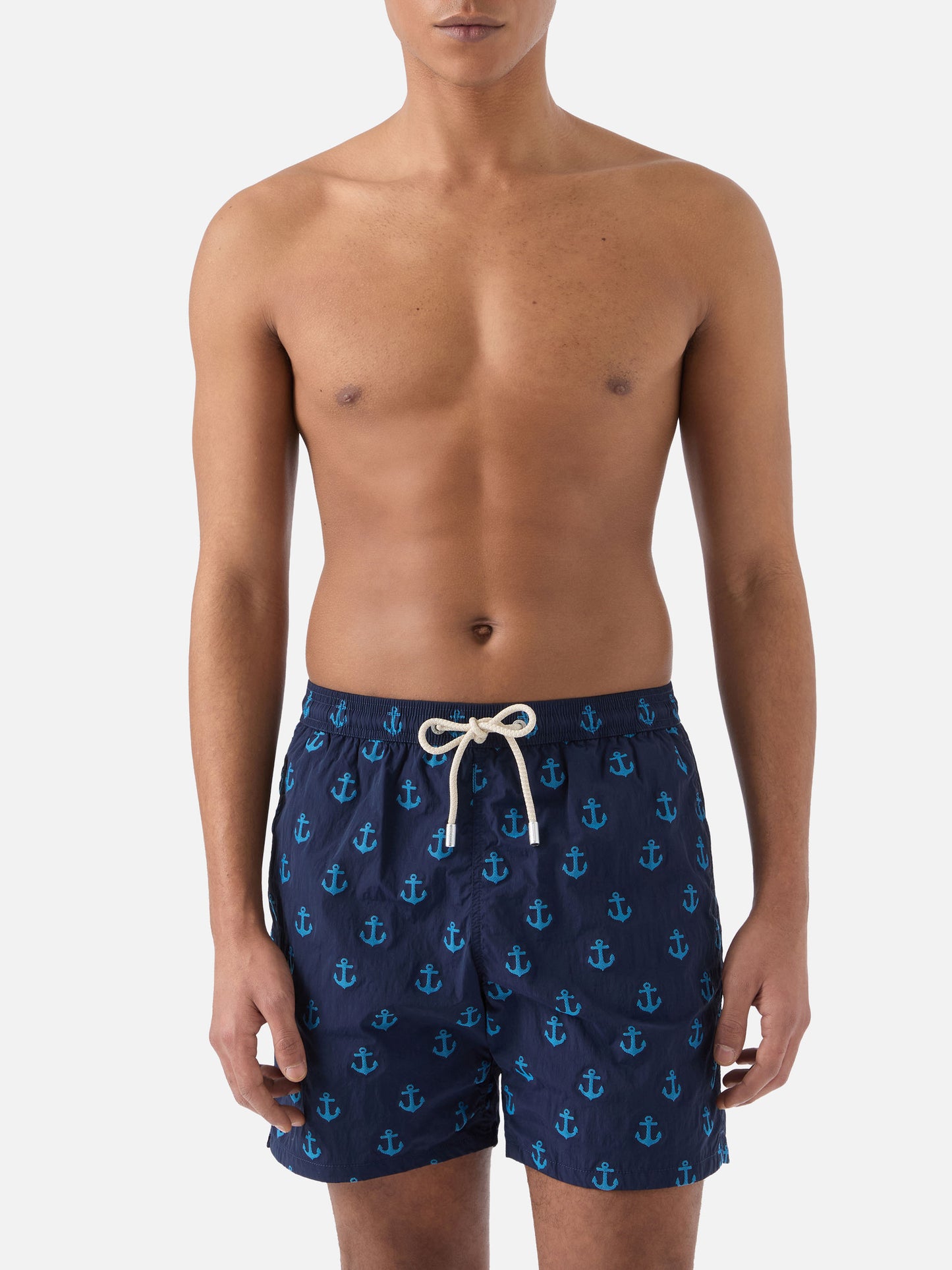 Costume mare Patmos blu con stampa ancore all-over