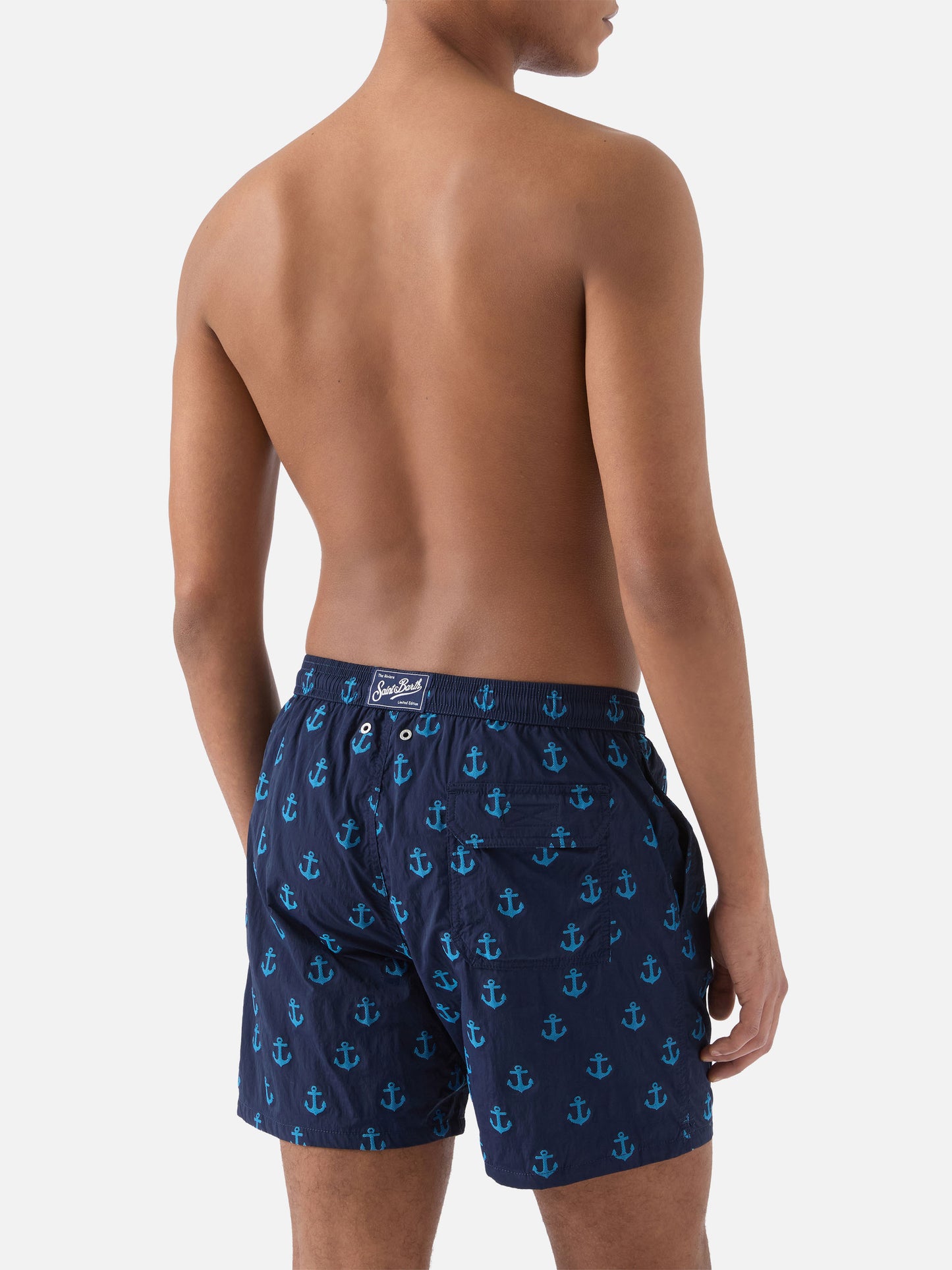Costume mare Patmos blu con stampa ancore all-over