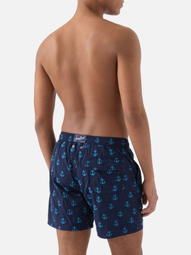 Costume mare Patmos blu con stampa ancore all-over
