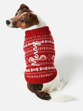 Hundepullover mit Merry-Stickerei 