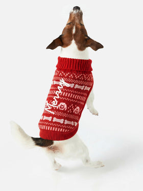 Hundepullover mit Merry-Stickerei 