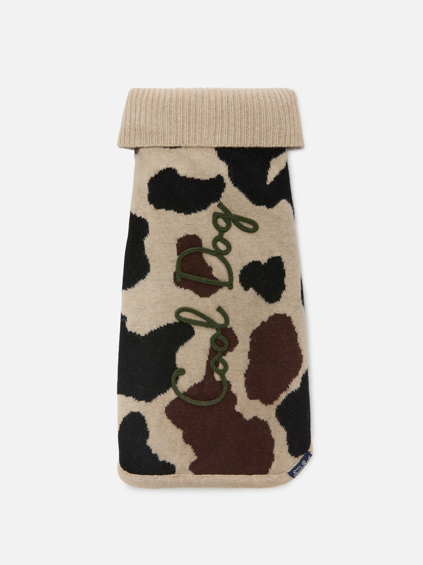 Hundepullover mit Rindsleder-Jacquardmuster und „Cool Dog“-Stickerei