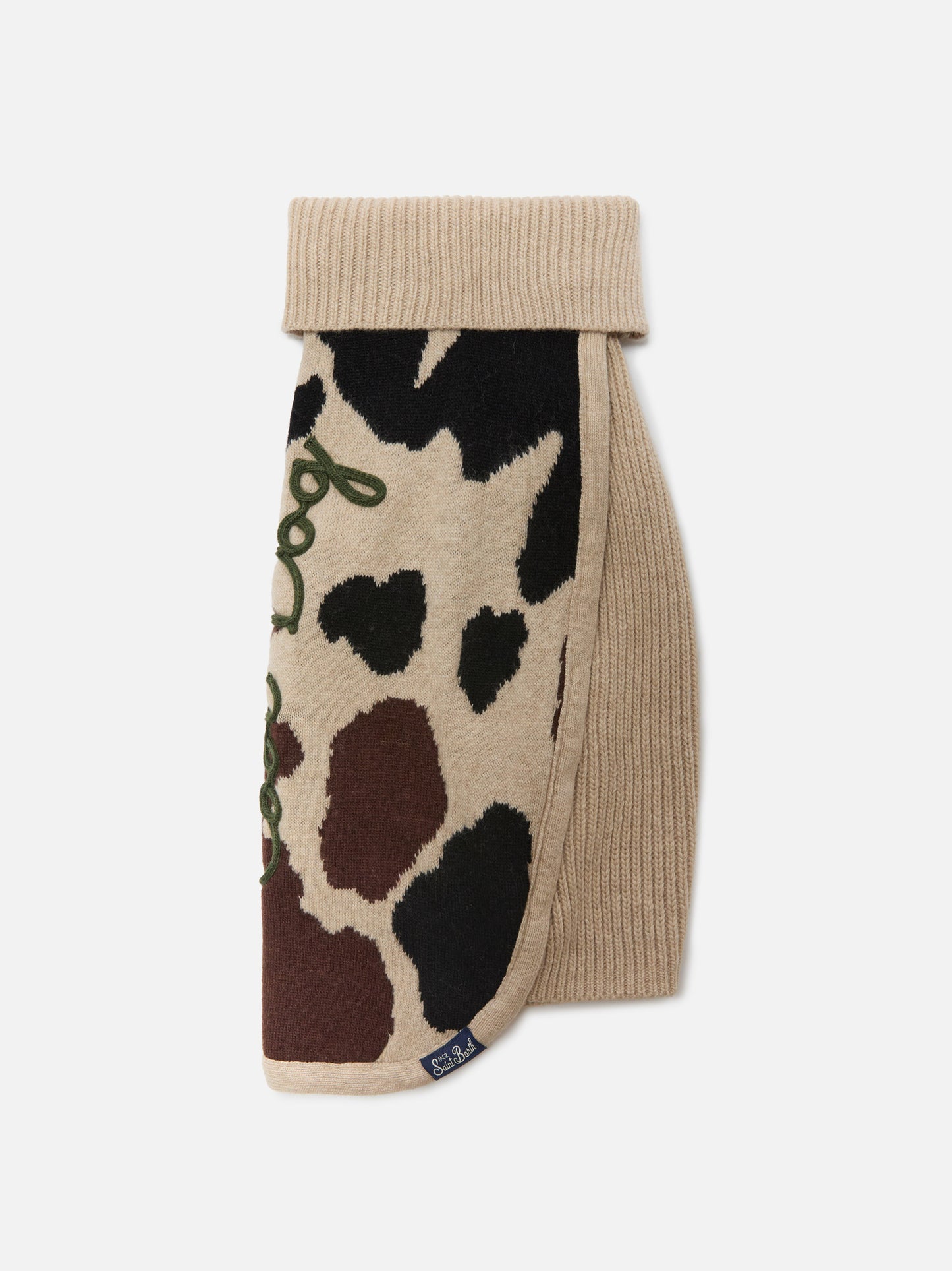 Hundepullover mit Rindsleder-Jacquardmuster und „Cool Dog“-Stickerei