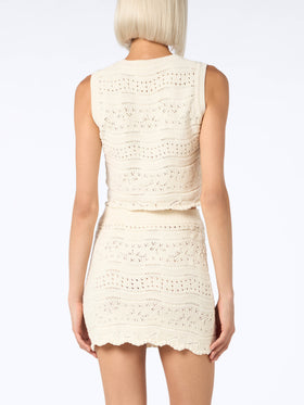 Woman sleeveless cotton knit top Peach - MC2 Saint Barth