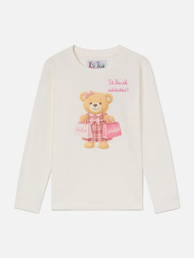 White Penny organic cotton long sleeve t-shirt with teddy bear print