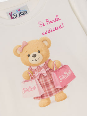 White Penny organic cotton long sleeve t-shirt with teddy bear print