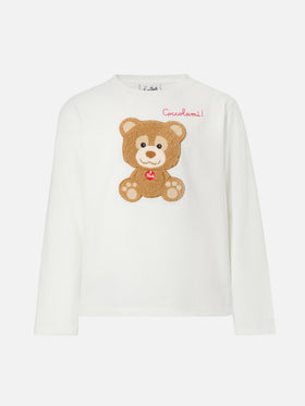 T-shirt blanc Penny avec appliqué ours Trudi | Édition spéciale 