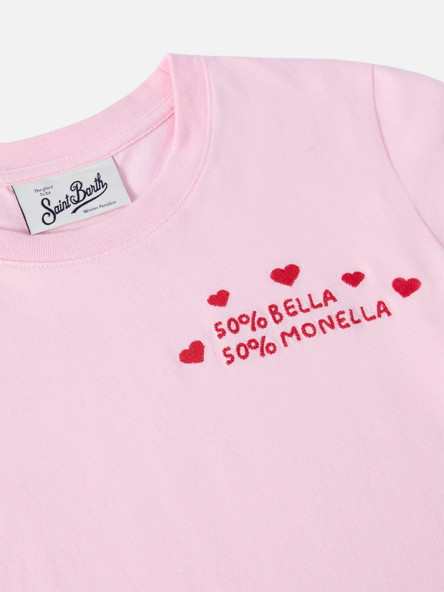T-shirt rose Penny avec broderie Bella e Monella 