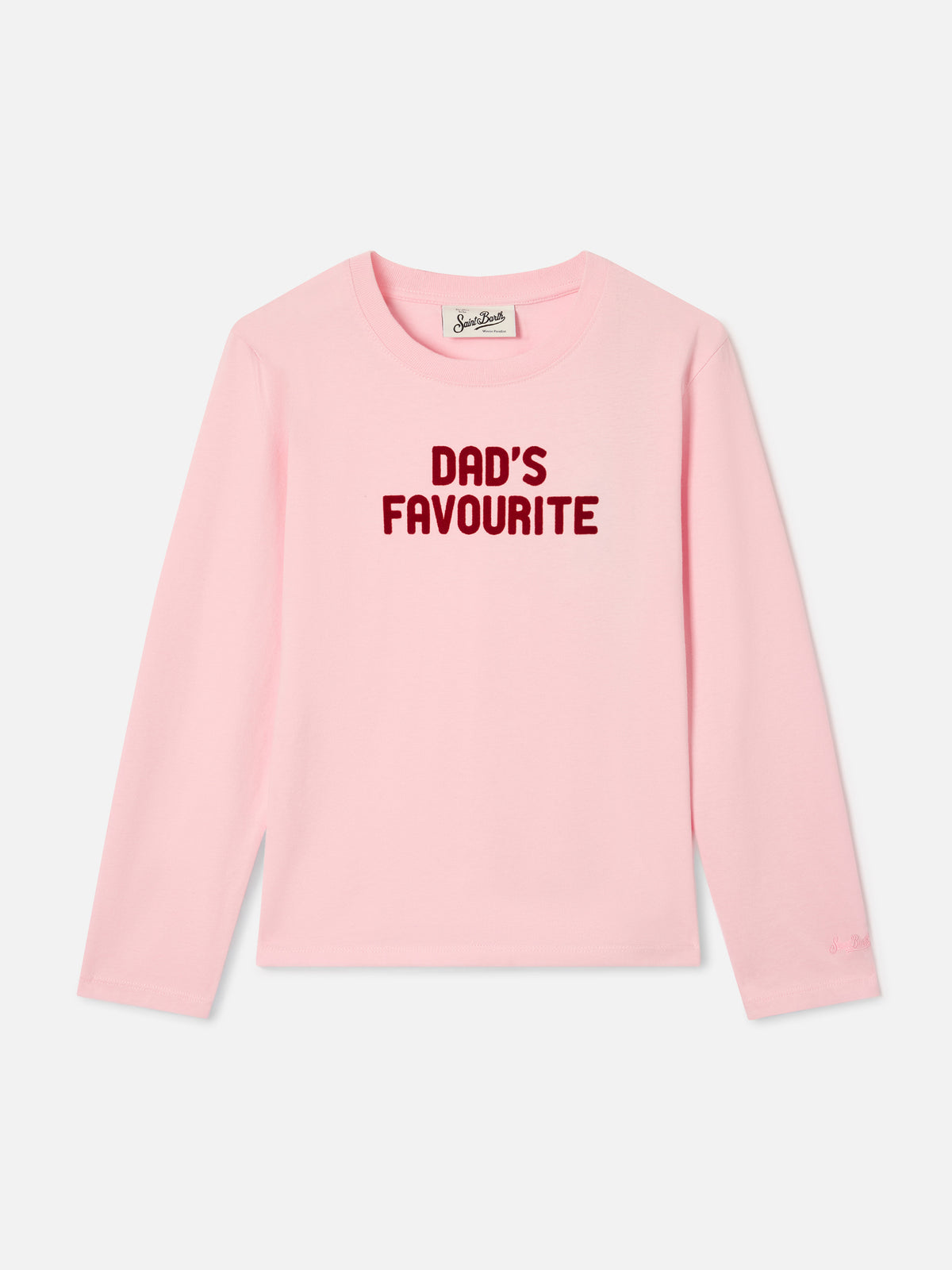 T-shirt à manches longues en coton Pink Penny avec imprimé flock Dad's Favourite 