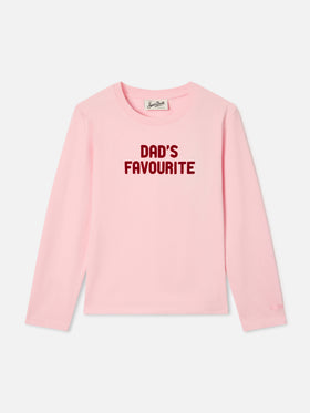T-shirt à manches longues en coton Pink Penny avec imprimé flock Dad's Favourite 