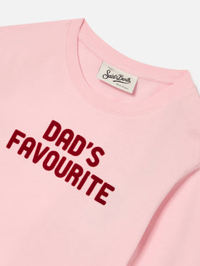 T-shirt à manches longues en coton Pink Penny avec imprimé flock Dad's Favourite 