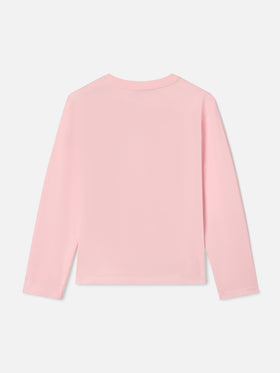 T-shirt à manches longues en coton Pink Penny avec imprimé flock Dad's Favourite 