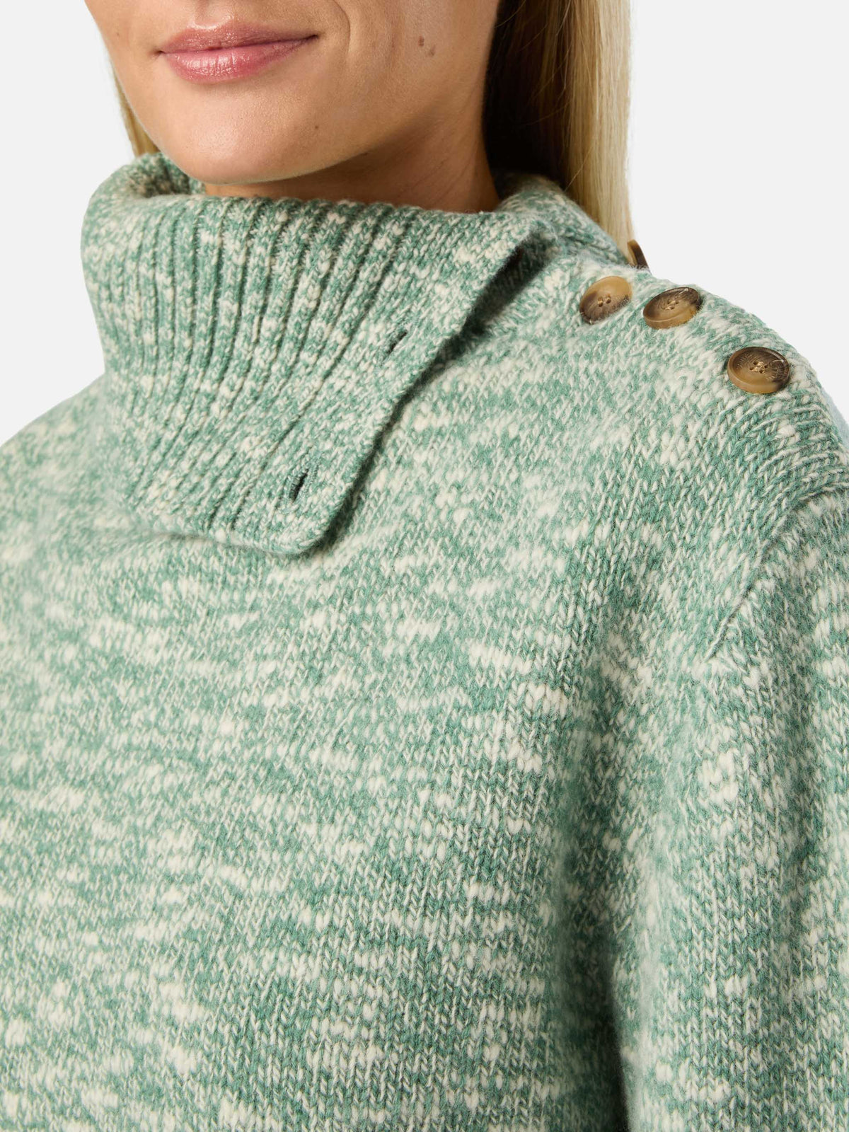 Sage Philomene turtleneck wool knit with logo embroidery