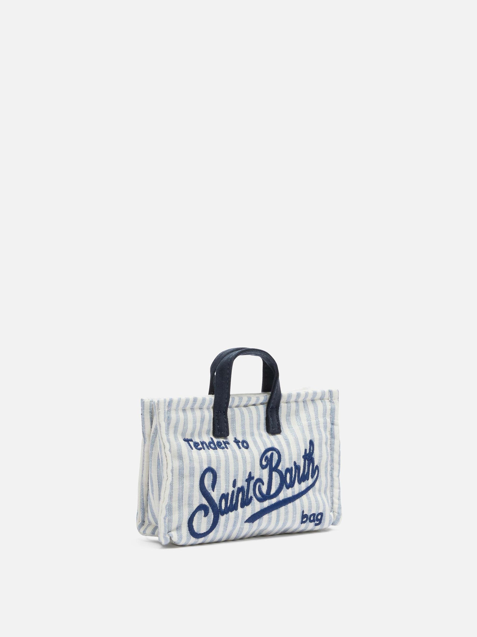 Linen Phone Bag with light blue striped print - MC2 Saint Barth