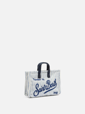 Linen Phone Bag with light blue striped print - MC2 Saint Barth