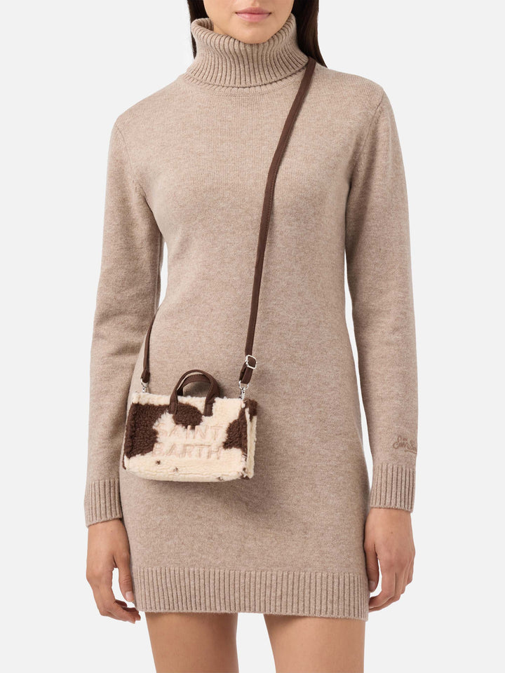 Mini-Handytasche Teddy aus Kuhfell-Sherpa