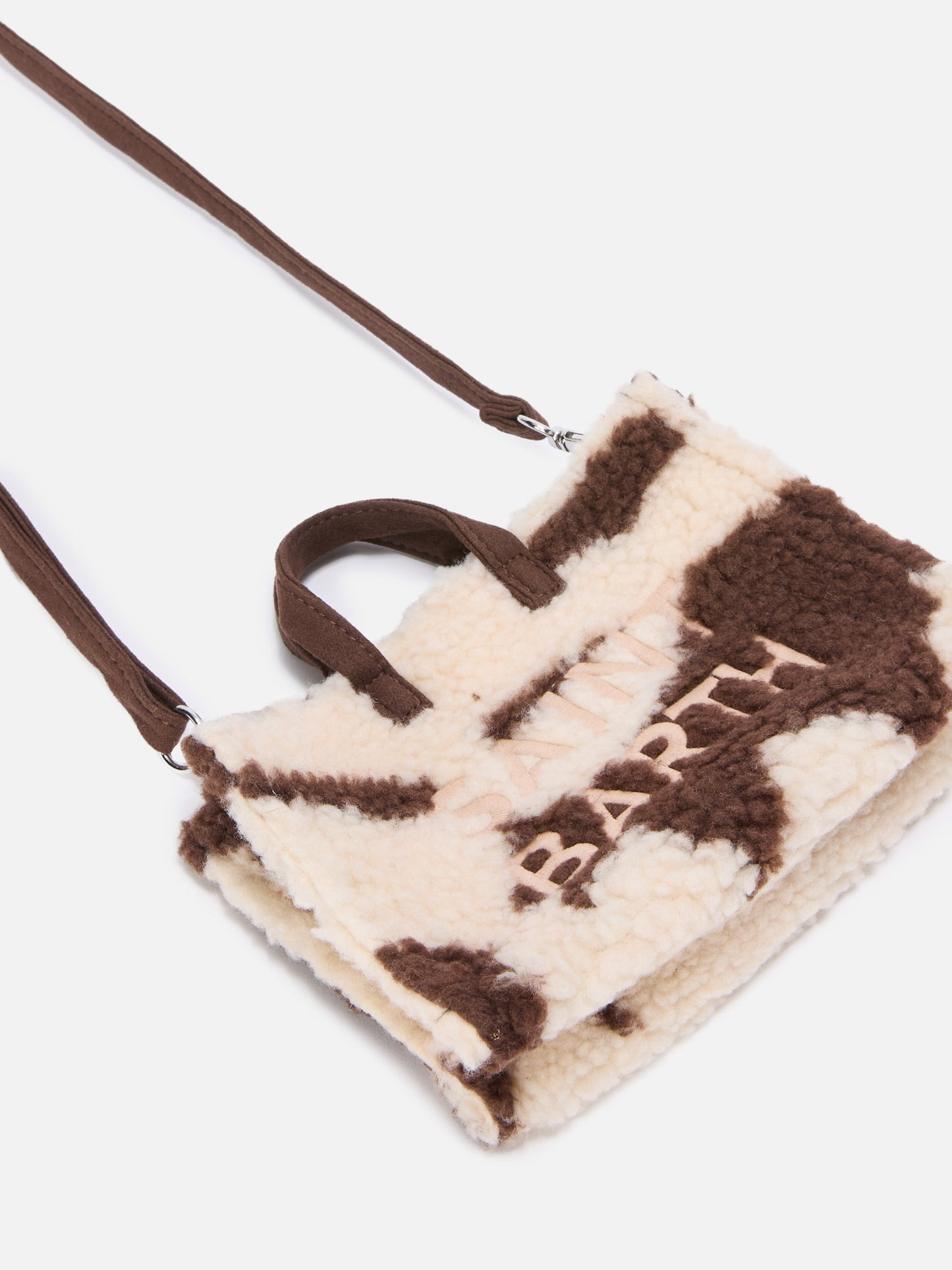 Mini-Handytasche Teddy aus Kuhfell-Sherpa