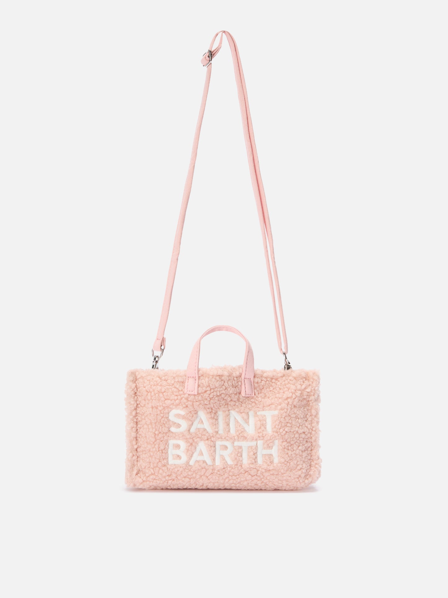 Mini-Handytasche Teddy aus rosa Sherpa-Fleece