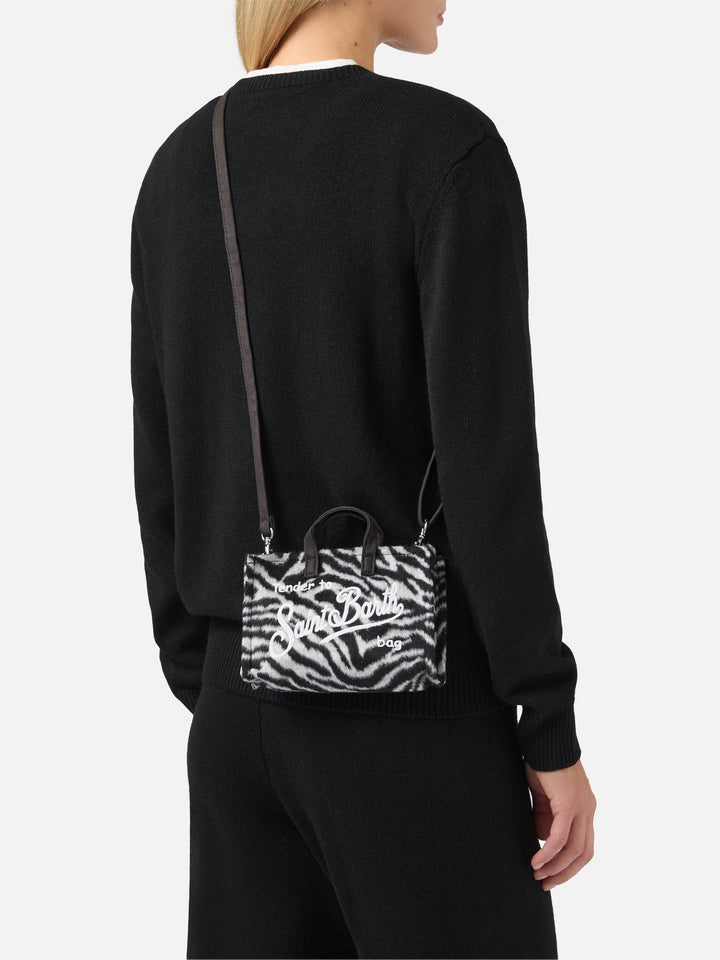 Mini Phone Bag Felt in zebra-print wool blend