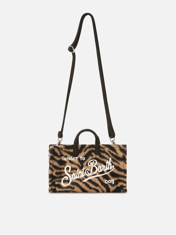 Phone Bag in feltro con stampa zebrata