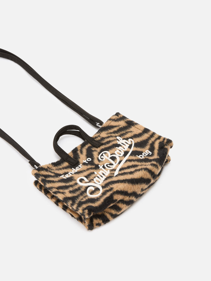 Phone Bag in feltro con stampa zebrata